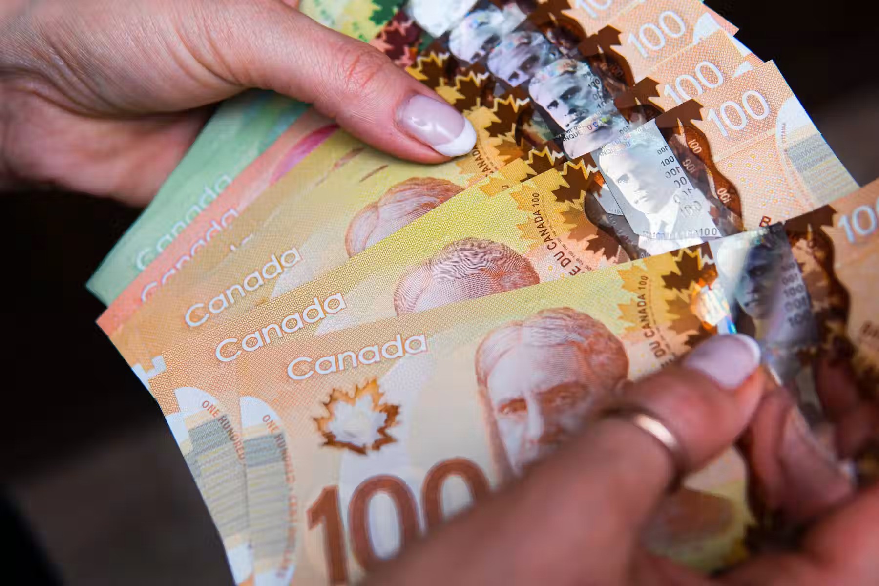 Stack of Canadian Dollar Banknotes